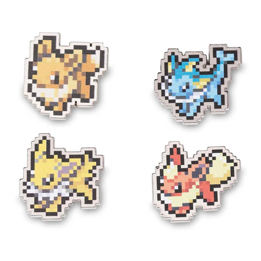 Eevee, Vaporeon, Jolteon, Flareon Pixel Pins 4pk